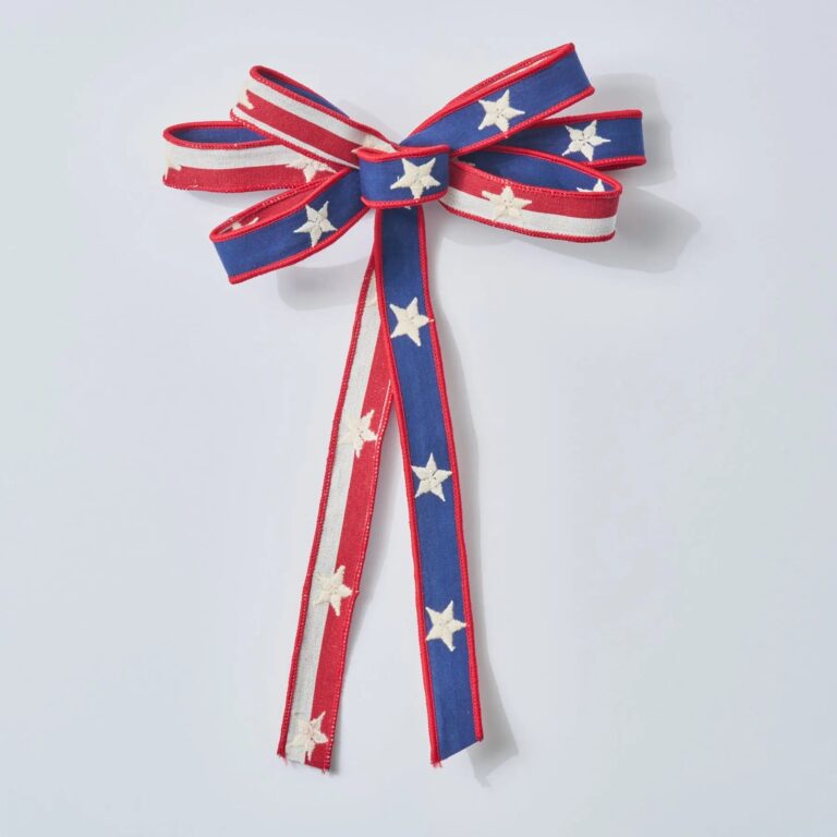 Skinny Americana Red, White and Blue Stars and Stripes Wired Hand - Tied Bow