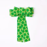 Double Green Shamrock St. Patrick's Day Hand Tied Bow - Green Clover