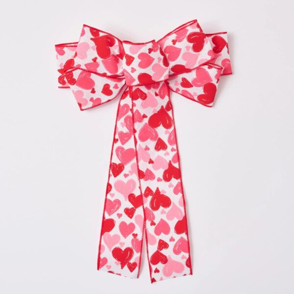 Pink and Red Heart Valentine's Day Hand Tied Bow