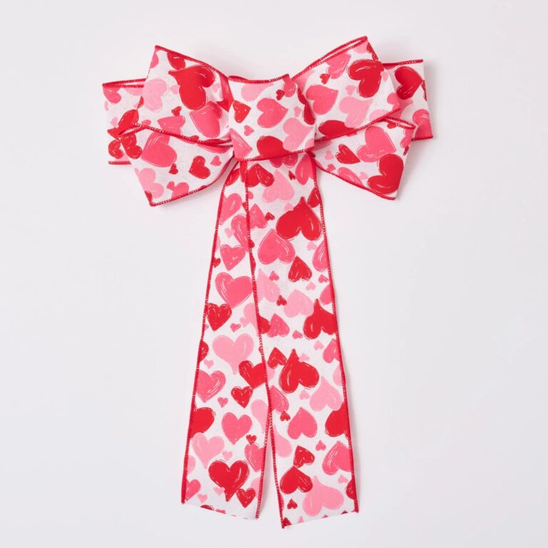 Pink and Red Heart Valentine's Day Hand Tied Bow