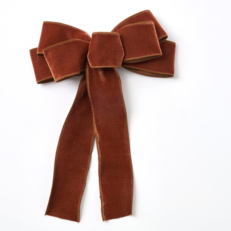 Chocolate Brown Velvet Wire - Lined Hand - Knotted Drape Loop Bow - Chocolate Brown
