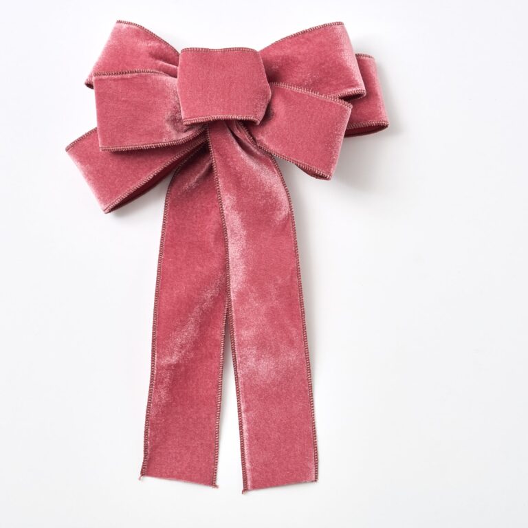 Mauve Pink Velvet Wire - Lined Hand - Knotted Drape Loop Bow