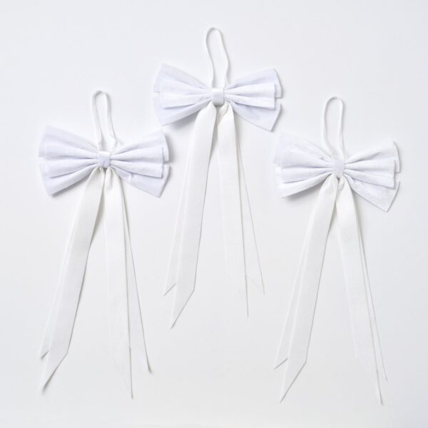Close-up of blooms and berries on this Elegant Snow White Velvet Double Holiday Christmas Bow