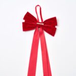 Detail view of layered greenery detail from the Elegant Christmas Red Velvet Double Holiday Christmas