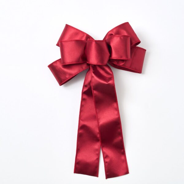 Merlot Wine Satin Wire - Lined Hand - Tied Drape Loop Bow