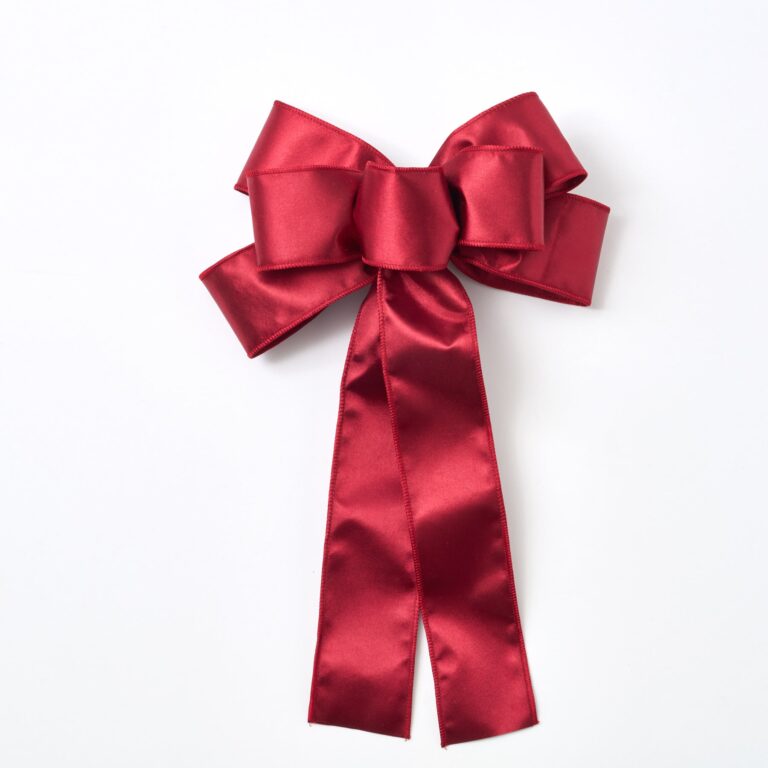 Merlot Wine Satin Wire - Lined Hand - Tied Drape Loop Bow