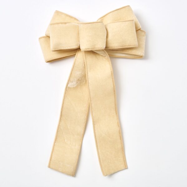 Ivory Velvet Wire - Lined Hand - Tied Drape Loop Bow