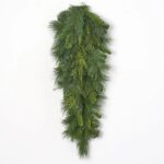 Outdoor UV Protected Bristle Pine Evergreen Teardrop Swag Base Hanging Decor - Single Swag