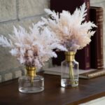 Ombre Pampas Grass Arrangement in Glass Bud Vase with Antiqued Gold Rim - 2 Size