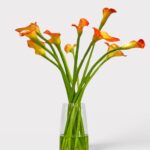 Orange Artificial Calla Lily Arrangement in Glass Vase - 30 inch