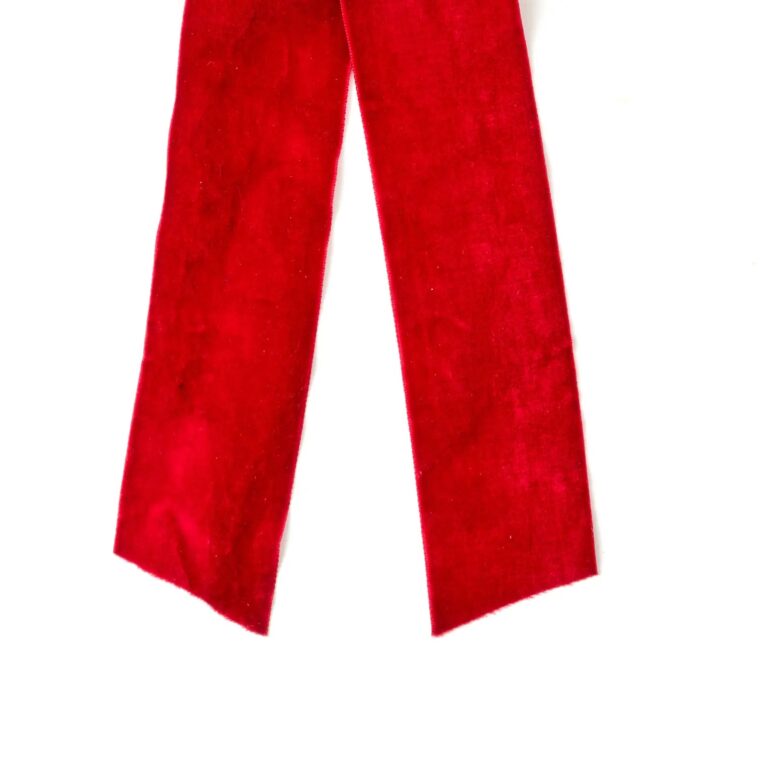 Close-up of blooms and berries on this Christmas Red Velvet Lux Holiday Drape Loop Bow
