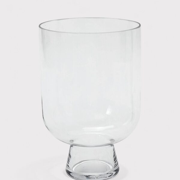 Close-up of vase silhouette detail on this Clear Glass Reservoir Terrarium Footed Terrarium Footed Vase