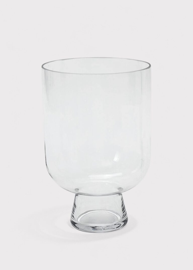 Close-up of vase silhouette detail on this Clear Glass Reservoir Terrarium Footed Terrarium Footed Vase