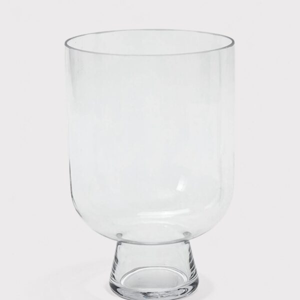 Close-up of vase silhouette detail on this Clear Glass Reservoir Terrarium Footed Terrarium Footed Vase