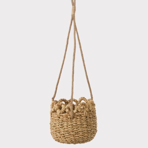 Handmade Woven Seagrass Hanging Plant Basket - 20 inch Tall