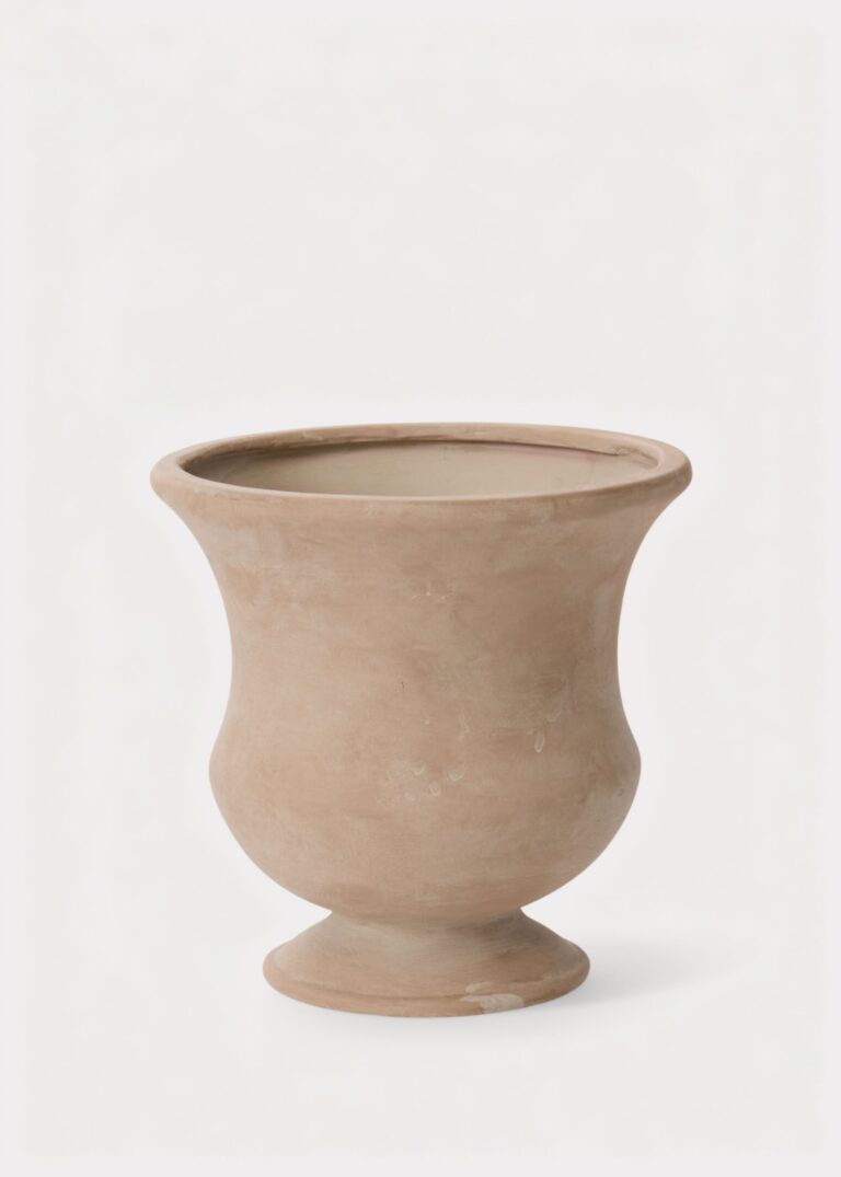Wallace Urn Ceramic Vase in Whitewashed Mauve Tan - 8 inch Tall