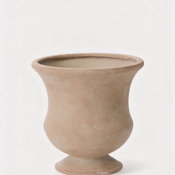 Wallace Urn Ceramic Vase in Whitewashed Mauve Tan - 8 inch Tall