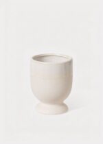 Footed Ceramic Laney Vase in Speckled White - 6.5 inch Tall