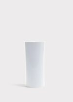 Alternate angle of the Glossy White Cylinder Ceramic Brooklyn Ceramic Brooklyn Vase showing bloom arrangement