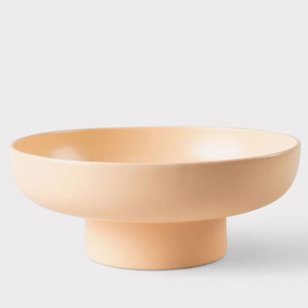 Large Cream Peach Compote - 14 inch Wide, vase