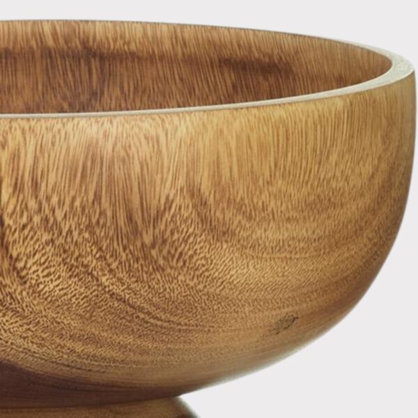 Close-up of leaf foliage texture on this Handmade Wood Footed Planter - 6.5 inch Tall