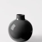 Afloral Small Round Ceramic Vase in Glossy Slate - 8 inch Tall