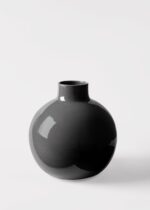 Afloral Small Round Ceramic Vase in Glossy Slate - 8 inch Tall