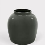 Afloral Ceramic Jar Vase in Glossy Slate - 11 inch Tall