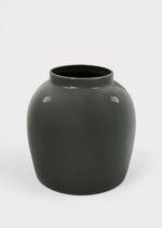Ceramic Jar Vase in Glossy Slate - 11 inch Tall