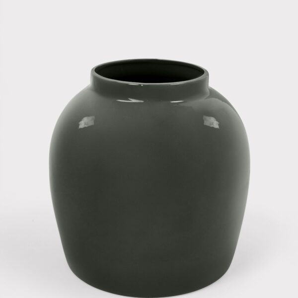 Ceramic Jar Vase in Glossy Slate - 11 inch Tall