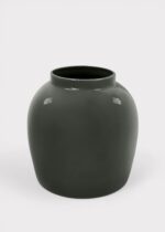 Ceramic Jar Vase in Glossy Slate - 11 inch Tall