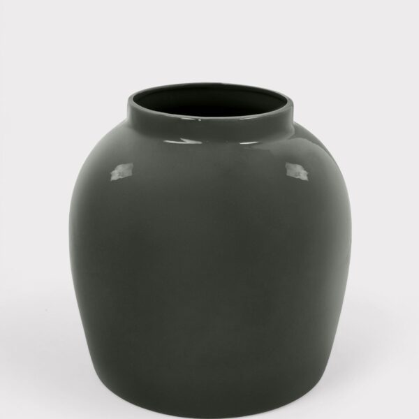 Ceramic Jar Vase in Glossy Slate - 11 inch Tall