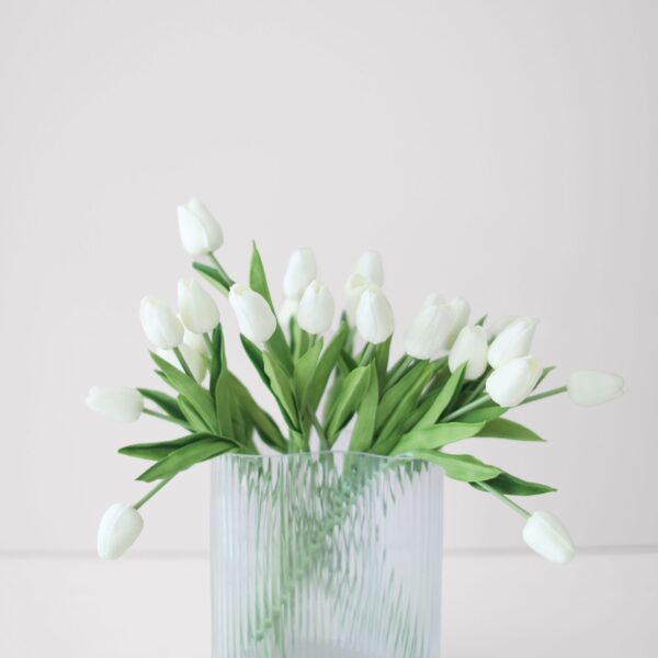 Close-up of craft detail close-up on this Asymmetrical White Real Touch Tulip Design