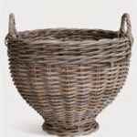 Handmade Rattan Footed Basket with Handles - 16 inch Tall