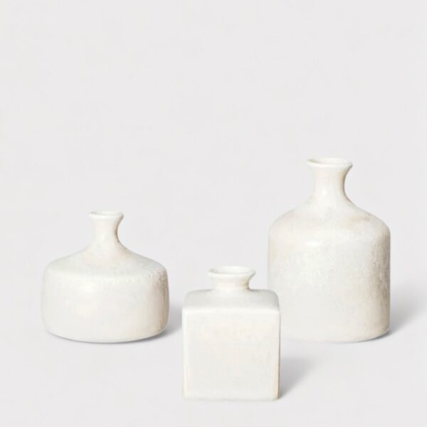 Small Set of 3 Clay Stoneware Bud Vases 4.25 vase
