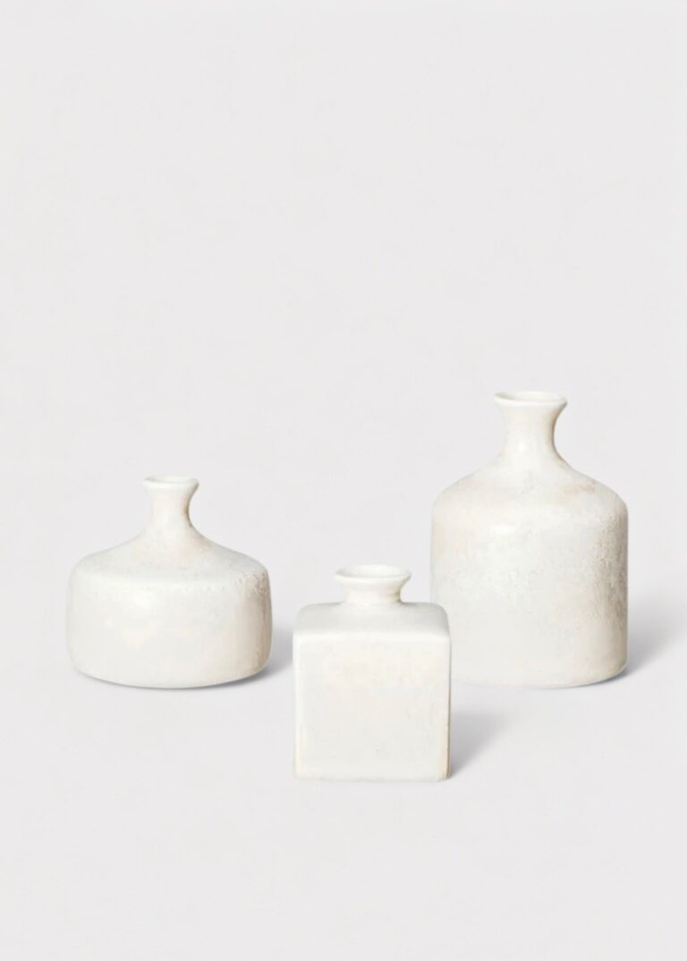 Small Set of 3 Clay Stoneware Bud Vases 4.25 vase