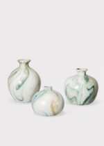Small Set of 3 Marbled Stoneware Glazed Bud Vases inch Tall vase