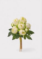 Cream Peony Real Touch Flower Bundle of 8 - 11 inch, faux flower stems