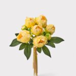 Butter Yellow Peony Real Touch Flower Bundle of 8 - 11 inch, faux flower stems