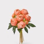 Peach Peony Real Touch Flower Bundle of 8 - 11 inch, faux flower stems