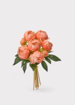 Peach Peony Real Touch Flower Bundle of 8 - 11 inch, faux flower stems