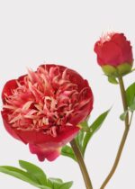 Close-up of bloom tips on this Red and Cream Fake Real Touch Peony with