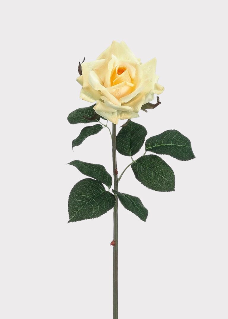 Yellow Fake Rose Real Touch Flower - 20.5 inch, faux flower stems