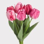 Dark Pink Fake Tulip Flower Bundle of 6 - 19 inch, faux flower stems