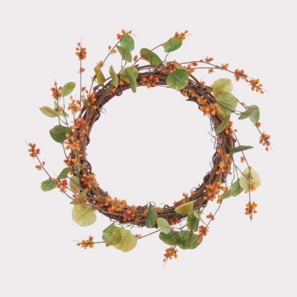 Autumn Orange Bittersweet Fake Fall Floral Wreath - 22 inch