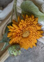 The Artificial Sunflower in Autumn Orange - 18.25 inch shown in full, highlighting petal texture