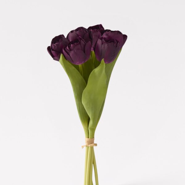 Close-up of bloom tips on this Plum Purple Real Touch Tulip Fake Flower Bundle