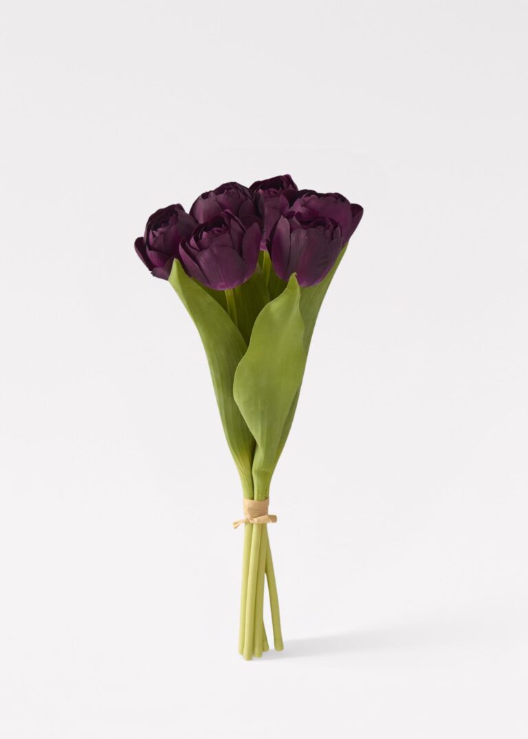 Close-up of bloom tips on this Plum Purple Real Touch Tulip Fake Flower Bundle