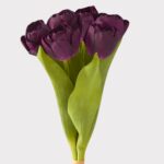 Plum Purple Real Touch Tulip Fake Flower Bundle of 6 - 13 inch, faux flower