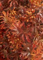 Alternate angle of the Fall Orange Red Artificial Japanese Maple Leaf Branch showing material texture